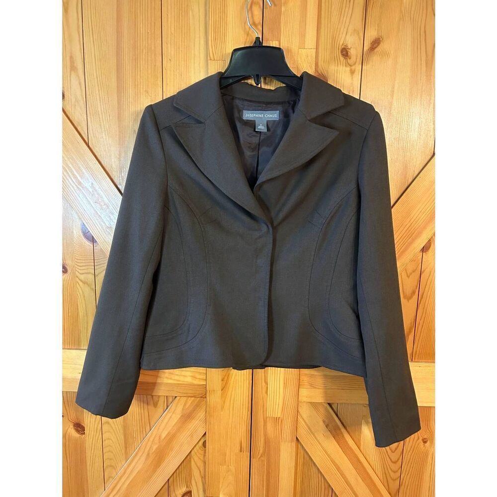 Josephine Chaus Womens Lined Three Snap Blazer Brown Size 6 (5356)